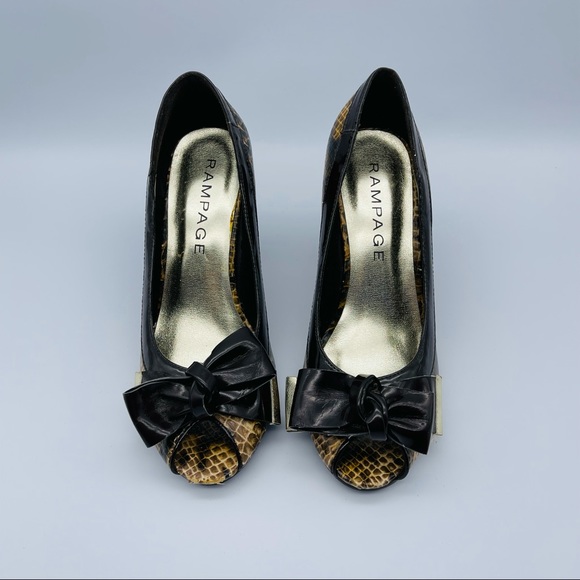 NEW Rampage Reptile Animal Print Bow Stiletto Heels - Picture 2 of 9